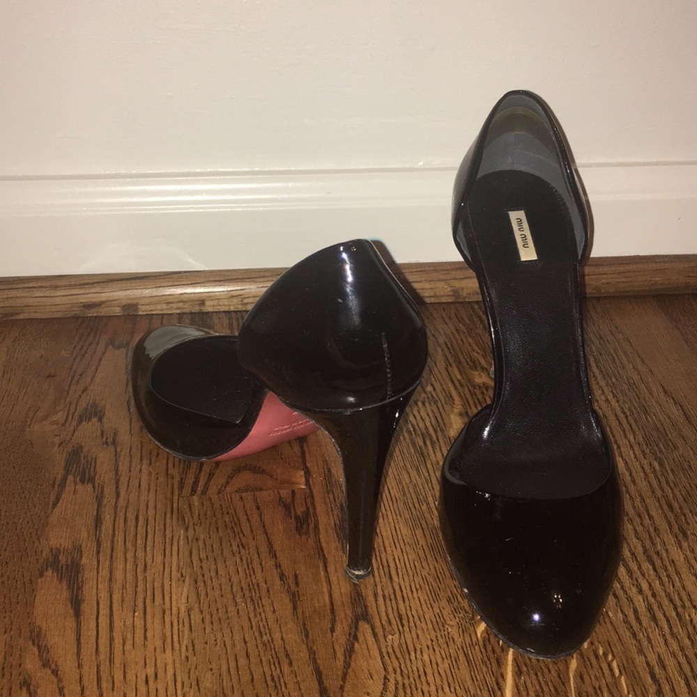 Miu Miu Black Patent Stillettos